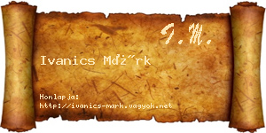 Ivanics Márk névjegykártya